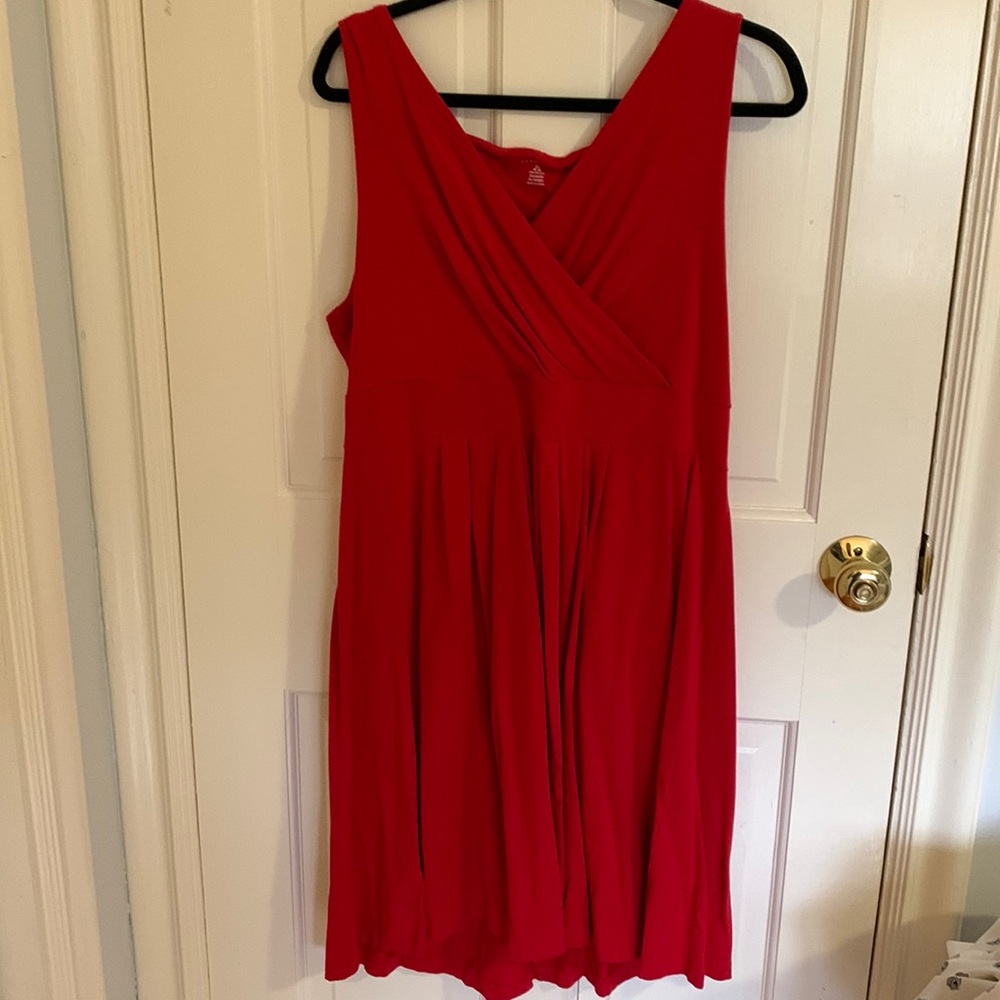 Sleeveless go to red summer dress.